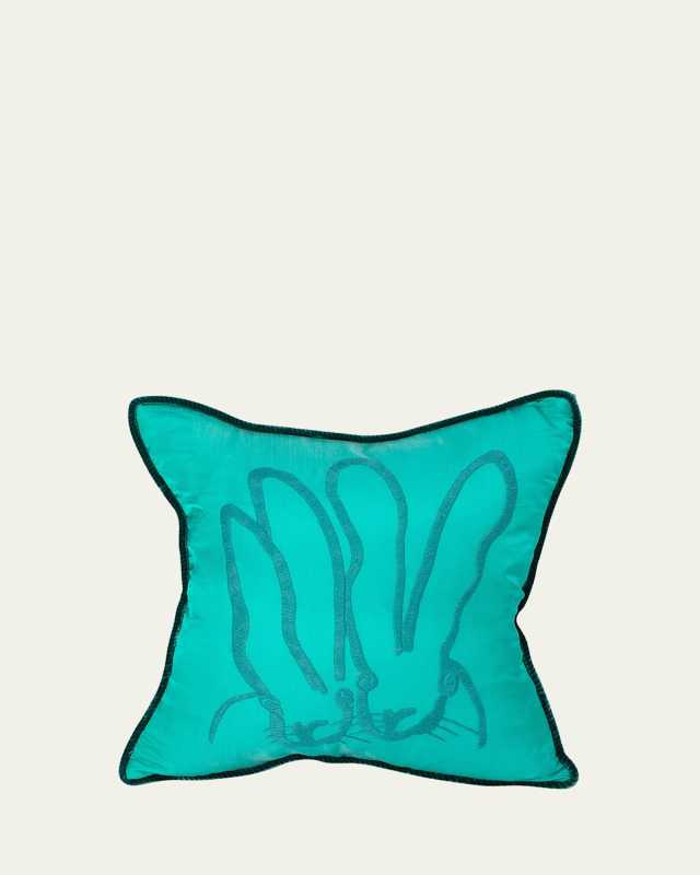 Embroidered Bunny Silk Pillow, 18"